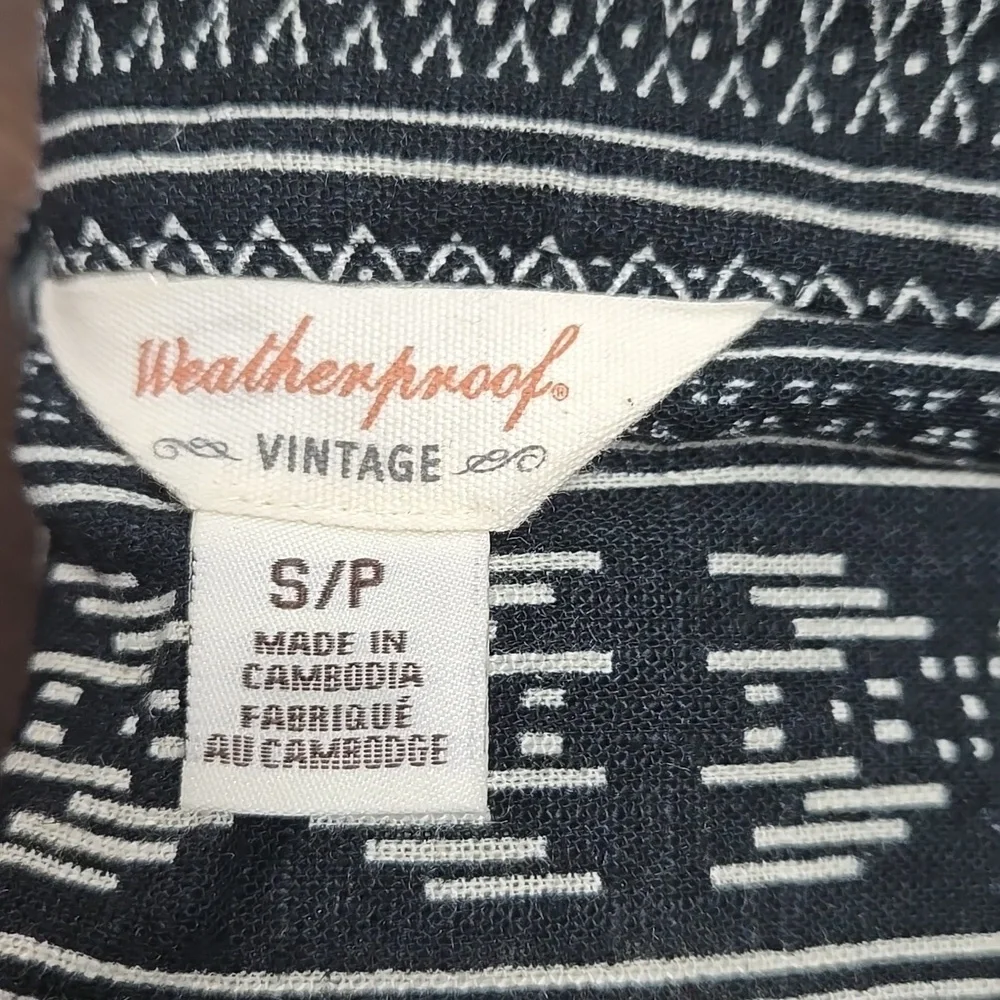 Weatherproof Vintage Size S Black White Linen Blend Button Down Sleevele… - Picture 6 of 10